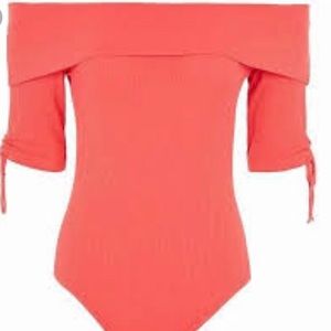 Bodysuit Coral Off the Shoulder